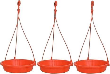 Hanging Bird Water, Food Feeder, Baths Tray, Great for Outdoors, Backyard, Garden, Balcony and Railing Grill (Large, Pack of 3)