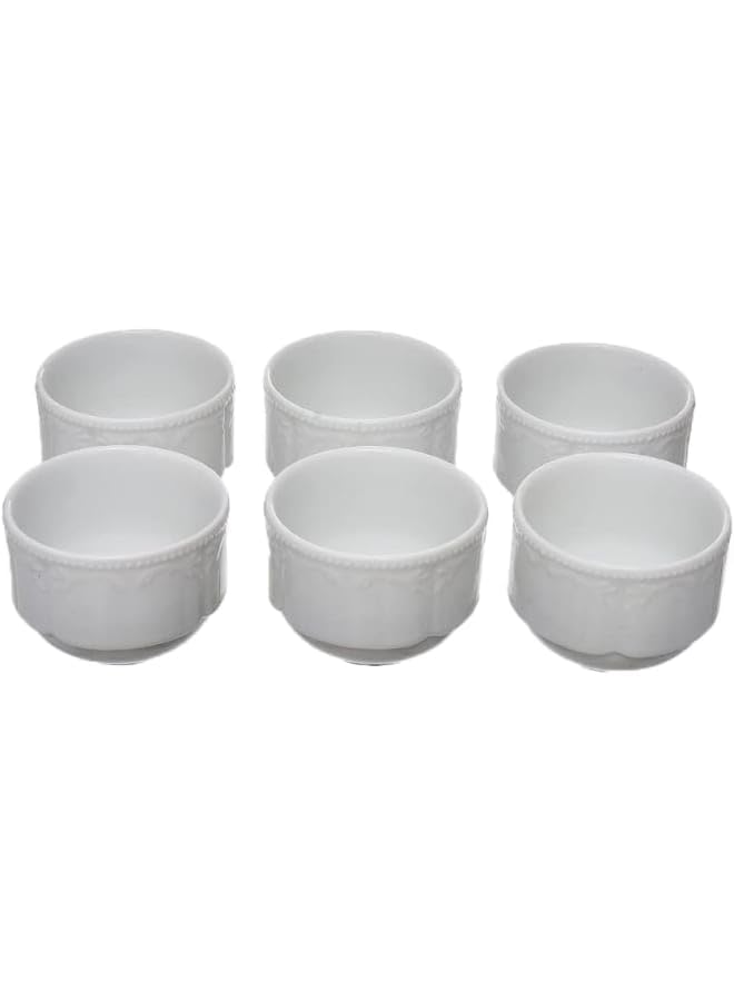 Rosa By Fathy Mahmoud Conrad Porcelain Bowl Set, 6 Pieces 8Cm With Durable Material For Home - White