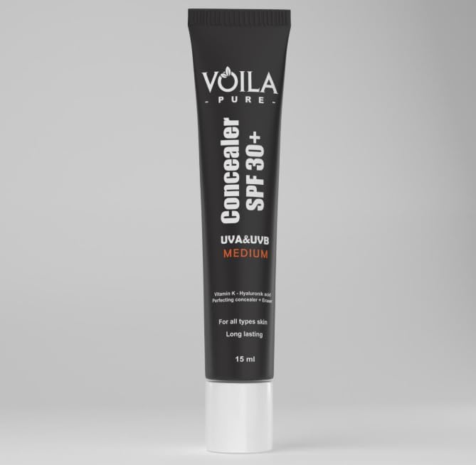Viola Concealer SPF 30+ - Perfect Coverage Medium Lasting with Full Sun Protection Nourishes Skin with Vitamin K & Hyaluronic - All Day Natural Finish - 15ml