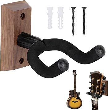 ZFRITP Guitar Holder for the Wall, Guitar Wall Mount, Guitar Holder Wall, with Adjustable Soft Guitar Hooks for All Guitar Sizes, Hardwood U-Shaped Guitar Wall Mount for Acoustics