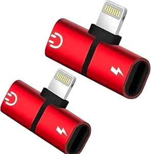 Lightn Dual Headphone Jack Adapter (2 Pack) Compatible with iPhone AUX Port Splitter Headphone Charger Cable Car Radio Charging Dongle Multi Color