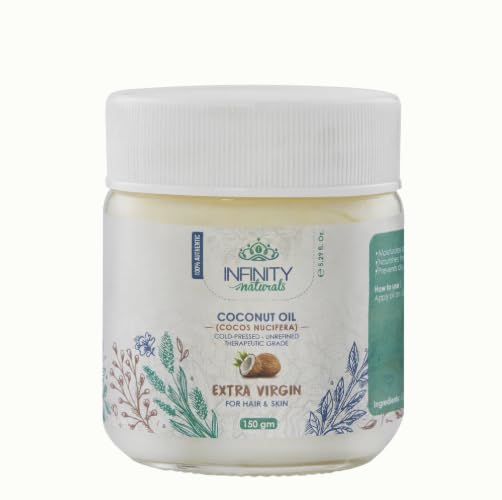 Infinity Clinic Pharma Virgin Coconut Oil, 100% Pure Unrefined Cold-Pressed, Natural Moisturizer for Hair and Body, Southeast Asian 150ml