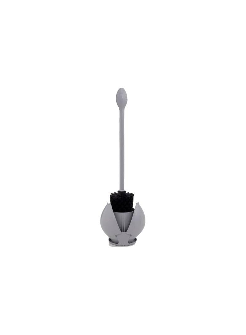 Lotus E61 Rustproof Toilet Brush With Auto Close Canister Discreet Holder -Grey