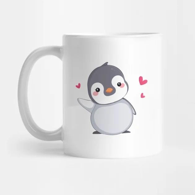 SM4U Adorable Baby Penguin Mug – Cute Ceramic Coffee Cup with Love Design