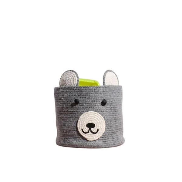 HomePro Bear Storage Basket – Grey Collapsible Kids Storage Bin, Soft-Sided Organizer for Toys, Clothes & Accessories