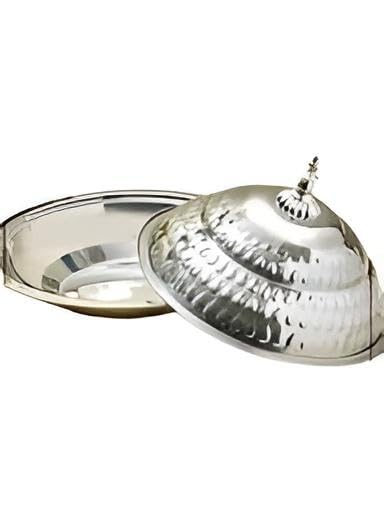 Pressure Dish - Stylish silver pressure cooker serving dish with cover, ideal for festive Eid meals and family gatherings, ensuring your food stays warm while enhancing your table decor elegantly.