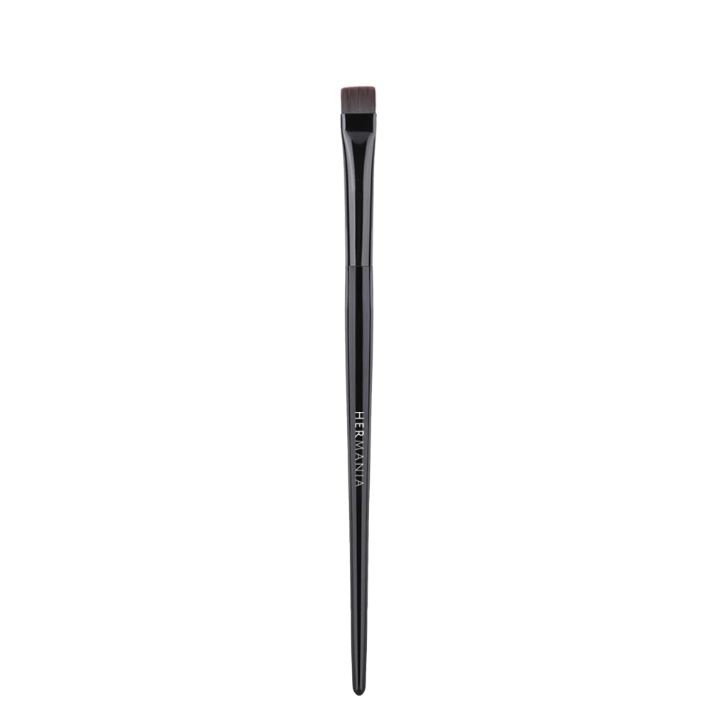 Hermania Flat Liner Brush, Straight Synthetic Bristles, Square Shape, for Eyeliner, Eyebrow, Concealer, Black Wooden Handle, Professional Makeup Tool (E26L)