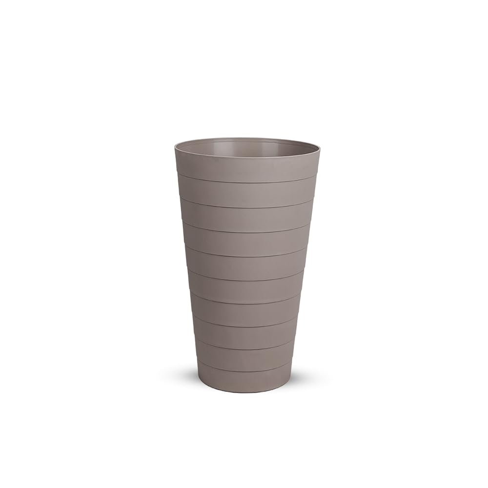 Beige Plastic Flower Pot – 50 cm – Lightweight & Durable – BPA Free, Easy to Clean – Indoor/Outdoor Decorative Planter for Real or Artificial Plants – Made in Spain
