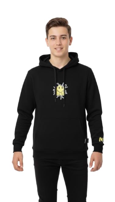 Fashion Smiley Face Boys Cotton Hoodie - Kangaroo Pocket Hoodie Sweatshirt for Teens and Youth (12-18 Years) - Multicolor