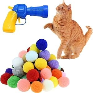 Cat Toy Gun Interactive Tool, Pet Supplies Cat Plush Toy, Mini Launcher Shooting Gun, Games Stretch Plush Ball Toys