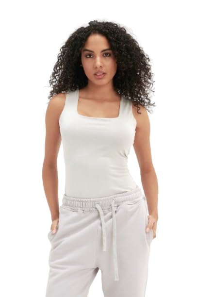 Womens Sleeveless Shirt Square Neck Double-layer Tank Top Bt007-sl