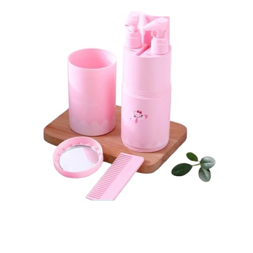 Next Store Women's 8-in-1 Travel Set - Portable Bottles, Tumbler, Shampoo, Conditioner, Comb and Mirror. (Pink)