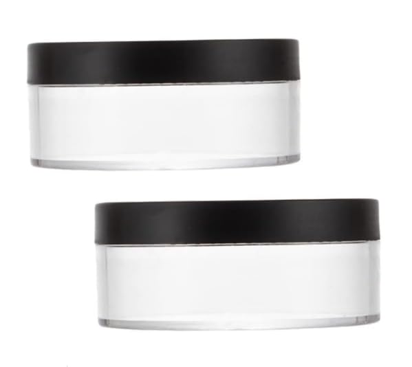 2 Pcs 50g Plastic Loose Powder Case Empty Cosmetic Powder Container Refillable Makeup Powder Jar Portable Powder Box for Travel, Face Powder