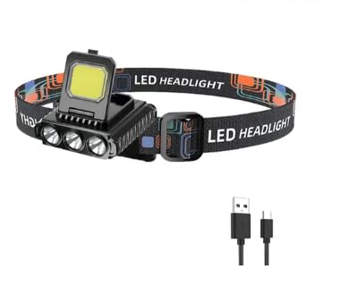 LED COB SENSOR Headlight Bulbs Outdoor Camping Flashlight Headlamp Adjustable 4 Modes Lighting Work USB Rechargeable Torch Powerful