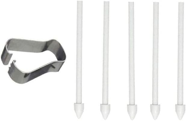 Touch Stylus S Pen Tips Replacement Nibs With Clip For Galaxy S24 S24 Ultra Tab S9 S9U S9FE S Pencil Metal Spare Nib (5 pcs) (White)