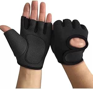 SMART FIT ®-1 Pair Cycling Gloves Fitness Gym Weightlifting Half Finger Gloves for Men (Large, Black) - 6222305606273
