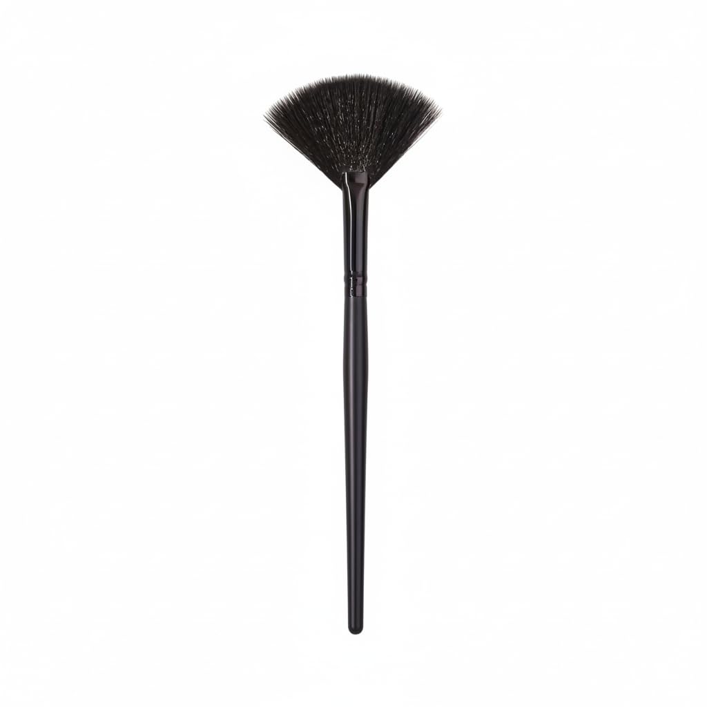 Fan Makeup Brush, Black, Synthetic Bristles, Professional Highlighting and Contouring