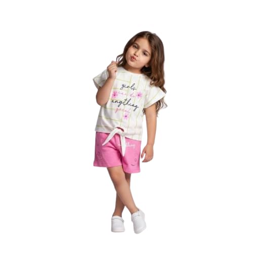 Tia Girls 2-Piece Set, Striped Top with Tie Front and Shorts, -454