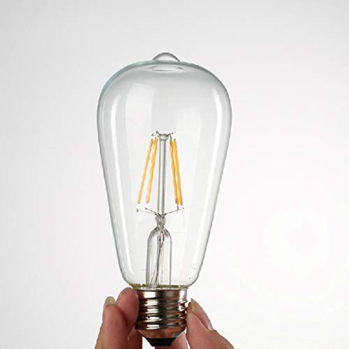 Retro ST64 Glass COB LED Edison Bulb e27 220V 4W LED Filament Lamp ampoule Lampara Bombilla LED 4W Bulb Edison-Yellow Color