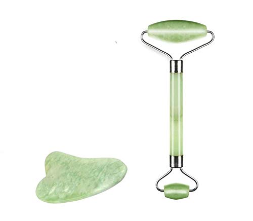 Anti Aging Jade Roller And Gua Sha Scraping Massage Tool with Box - 2 Pieces