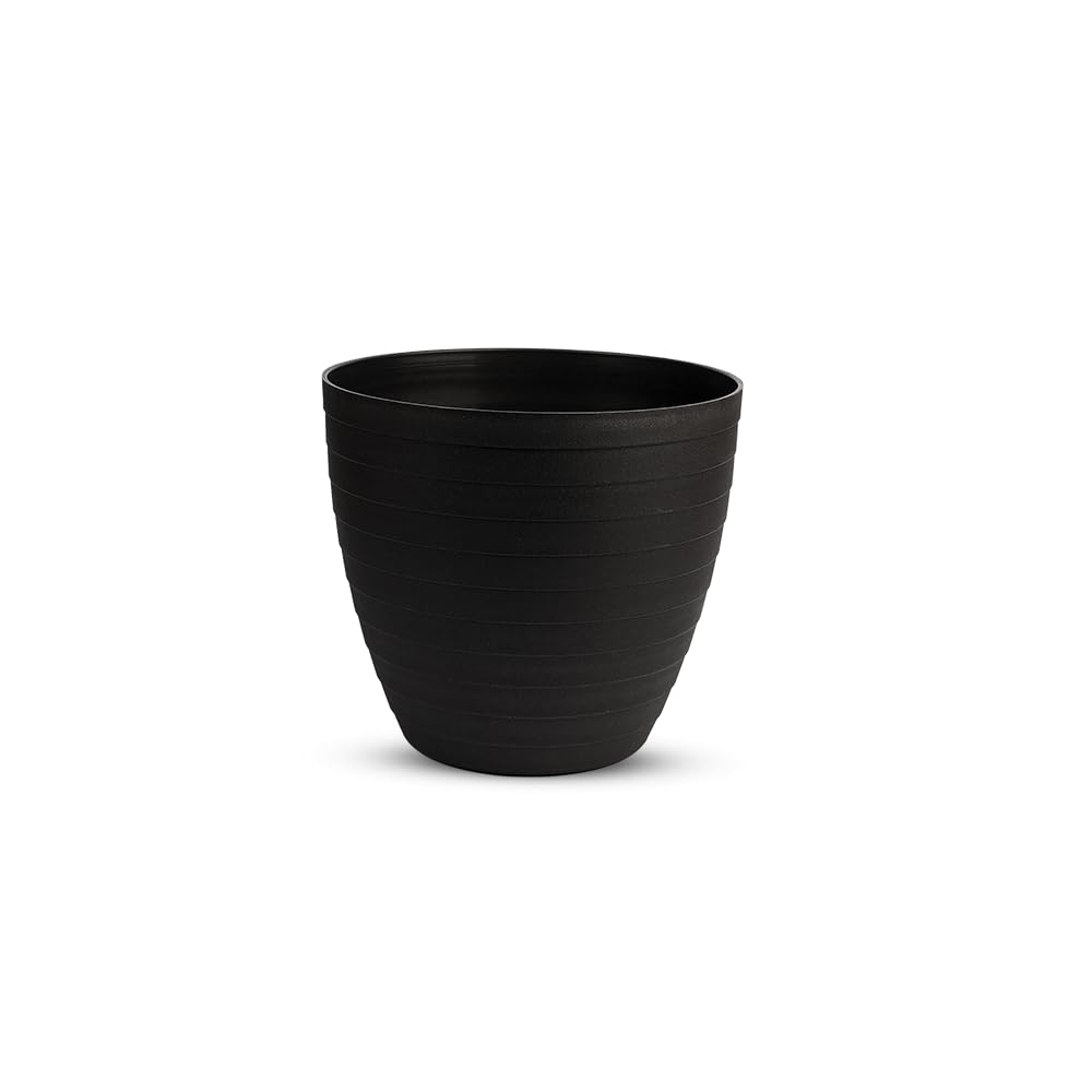 Plastic Flower Pot – 19 cm Black – BPA-Free Lightweight Planter for Real or Artificial Plants – Made in Spain