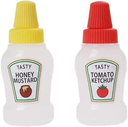 2Pcs Mini Ketchup Bottles 25ml Refillable Salad Dressing Tomato Ketchup Mayo Syrup Squeeze Containers for Kids Adults Bento Box for Office Worker Bento Diner Condiment Mayo Condiment Squeeze Bottles