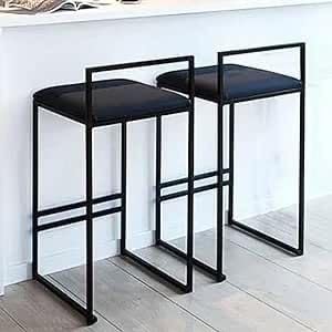 Fabric Bar Stool, Set of 2, Black LION HOME