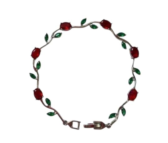 Luxury Gold Tulip Bracelet with Crystal, Wave Design with Tulip Rose Stones