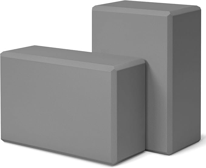 Yoga Block, Yoga Blocks 2 Pack, Sturdy Yoga Foam Blocks, High Density & Non Slip Dance Blocks for Stretching and Toning, Fitness Accessories for Stability & Balance (Gray)