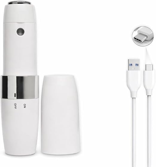 Facial Hair Remover for Women, Eyebrow Trimmer, Mini Portable Lipstick Shaped Razor with Power Indicator for Face and Body, E-101