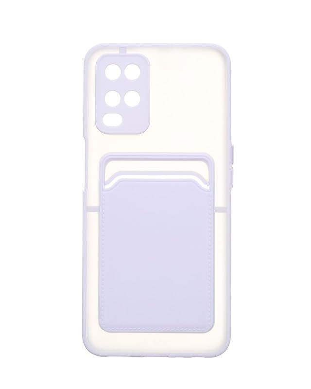 Plastic and Silicone Back Phone Protection Cover With Card Holder For Oppo A54 - Ligh Purple