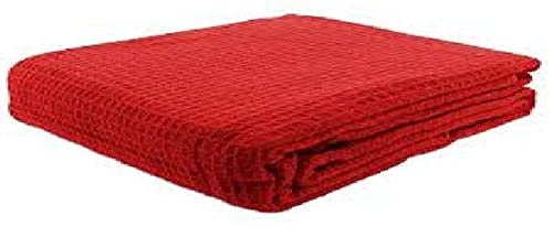 one year warranty_Cotton King Size Solid Pattern,Red - Throws