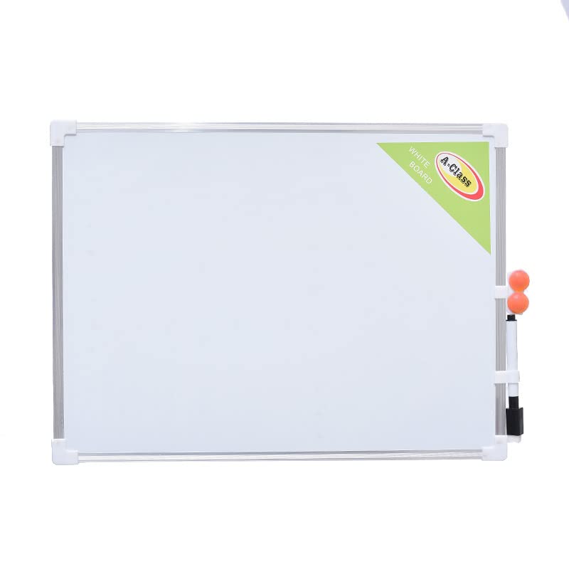 Magnetic Dry Erase White Board 35 * 50 cm With 1 Marker And 2 Magnets - White Silver