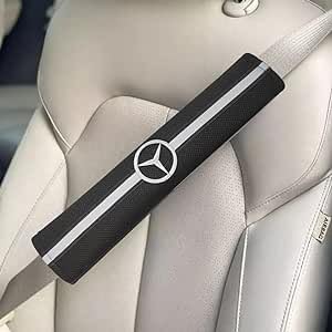 Soft Leather Car Seat Belt Cover For Mercedes 2 Pieces - Black