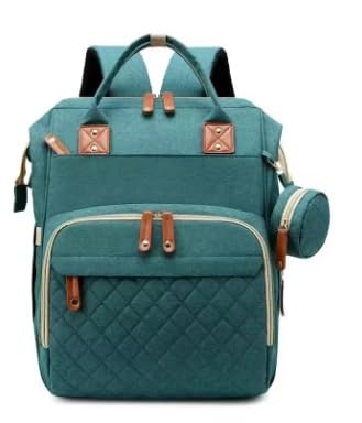 Baby Bed Bag Fashionable Diaper Backpack,Baby Bag Become Bed, Large Multifunctional Waterproof Travel Bag with Changing Station, Golgen&Green