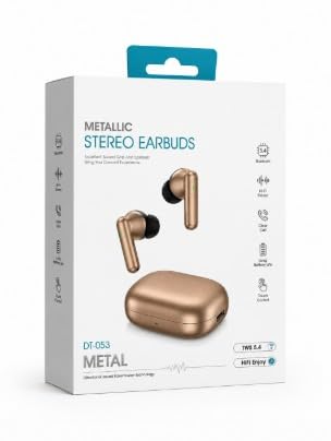 Metallic Earbuds HiFi Stereo Bluetooth 5.4 Wireless Headset with Charging Case and Smart Touch