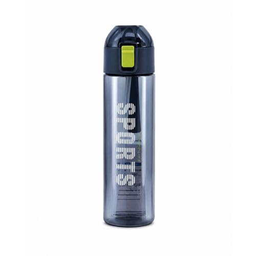 Slim Sports Water Bottle with Inner Straw and Tight Lid, Clear Water Bottle for Gym, Work and Daily Activities (Black)