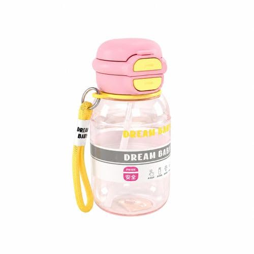 Portable Sports Water Bottle Modern Sealed with Inner Straw and Practical Carrying Strap for Daily Use Sports and Trips (Pink)