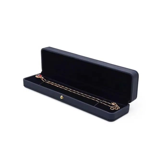 Luxurious Blue Velvet Jewelry Gift Box – Rectangular Necklace Display & Storage Holder
