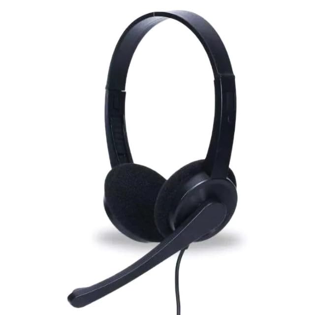 Sologic Over-Ear Headset Office - Noise Cancelling Mic - 1.8m Long Cable - SINGL 3.5mm Jack - for Call Center, PC, Computer, Laptop, Mobile Phone