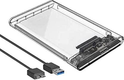 CARE CASE® SATA to USB 3.0 External Hard Drive Enclosure HDD/SSD, Transparent Hard Disk Box 2.5 inch Hard Drive Enclosure (for 2.5 Inch Sata Hard Drive, Transparent Black)
