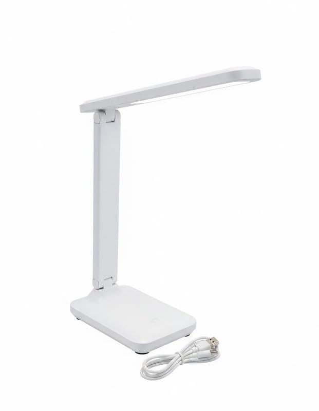 Spaceshoop LED Desk Lamp for Study and Work Use, Adjustable Table Light for Reading and Task Lighting, Practical Home and Office Spaces LED Desk Lamp with Foldable Design -White-1 pc