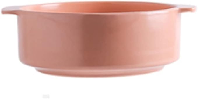 Ceramic Soup Bowl Creative Large Anti-scalding Ear Bowl Soup Pot Soup Pot Deep Bowl(E) (Pink)