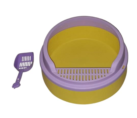 Semi Round Cat Litter 40 Cm With Matching Cat Litter Scoop (Yellow & Lavender)
