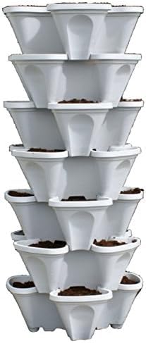 Large Stackable Vertical Planters - Grow More with Limited Space and Less Effort - Plant. Stack. Enjoy. - Build Your Own Vertical Garden - Stacking Container System for Planting 7 piece