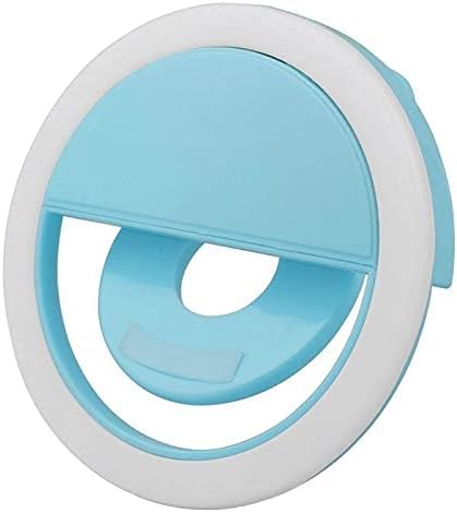 Portable Mini Selfie Ring Light Clip Hollow-Out Light for Smartphones - Sky Blue