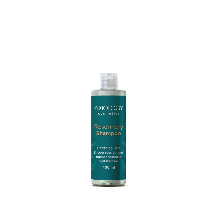 Axiology Rosemary Shampoo, Infused with Biotin, Sulphate-Free, Encourages Longer Hair, 400 ml