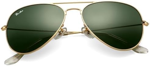 Pro Acme Classic Aviator Sunglasses for Men Women 100% Real Glass Lens - 62mm (Gold/G15 Green)