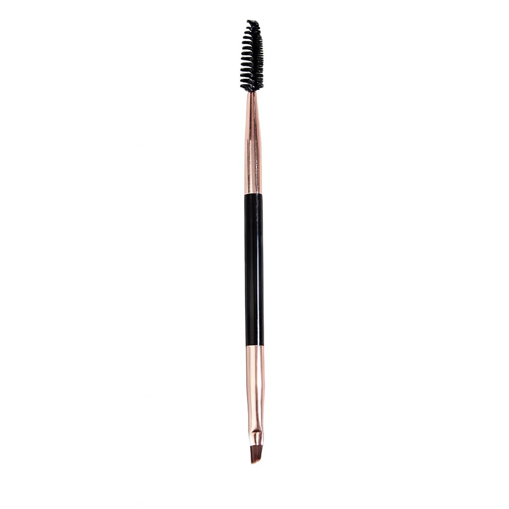 AmazingEGP | Professional Dual-Ended Eyebrow and Eyelash Brush, Black Synthetic Fibers, Angled Precision Brush with Spoolie for Brow Shaping, Defining and Grooming