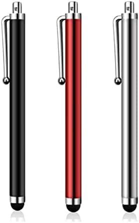 Universal Touch Screen Stylus Pens, 3-Pack, Black Red Silver, Compatible with All Smart Devices